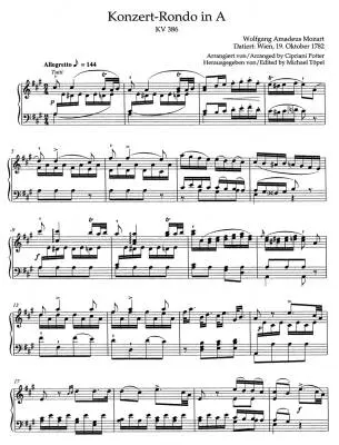 Concert Rondo for Piano in a Major K. 386 - Mozart - Performance Score - Piano