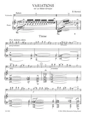 Variations on a Slovakian Theme for Violoncello and Piano (1959) - Martinu - Performance Score, Part - Violoncello, Piano