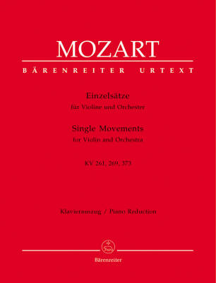 Single Movements for Violin and Orchestra K. 261, 269 (261a), 373 - Mozart - Piano Reduction, Part, Anthology, Urtext Edition - Violin, Orchestra