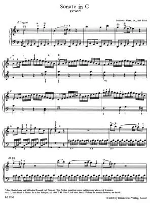 Sonata for Piano in C Major K. 545 \'\'Facile\'\' - Mozart - Performance Score, Urtext Edition - Piano