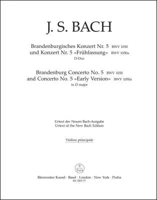 Brandenburg Concerto No. 5 BWV 1050 and BWV 1050a - Bach - Violin Solo Part, Urtext Edition