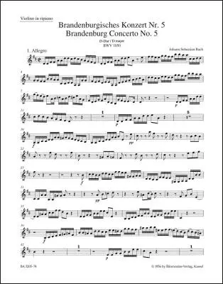 Brandenburg Concerto No. 5 BWV 1050 and BWV 1050a - Bach - Violin, Urtext Edition