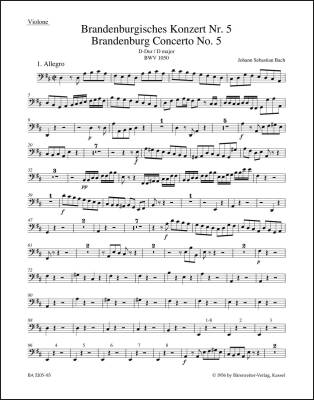 Brandenburg Concerto No. 5 BWV 1050 and BWV 1050a - Bach - Double Bass/Violin Part, Urtext Edition