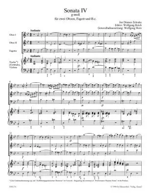 Sonata IV for Two Oboes, Bassoon and Basso Continuo in G Minor ZWV 181,4 - Zelenka - Performance Score, Set of Parts