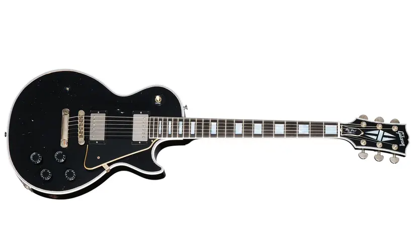 Heavy Aged Les Paul Custom Electric Guitar with Hardshell Case - Ebony