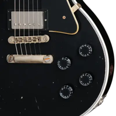 Heavy Aged Les Paul Custom Electric Guitar with Hardshell Case - Ebony