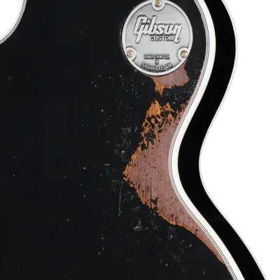 Heavy Aged Les Paul Custom Electric Guitar with Hardshell Case - Ebony