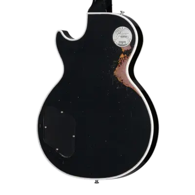 Heavy Aged Les Paul Custom Electric Guitar with Hardshell Case - Ebony