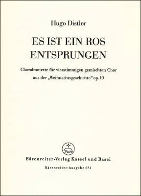 Baerenreiter Verlag - Es Ist ein Ros Entsprungen Op. 10 (1933) - Distler - Choral Score - Choir