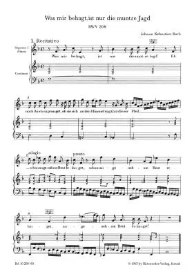 Was Mir Behagt, Ist Nur die Muntre Jagd BWV 208 - Bach - Vocal Score, Urtext Edition