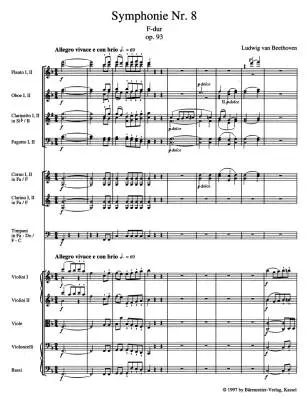 Symphony No. 8 in F Major Op. 93 - Beethoven - Study Score, Urtext Edition - Orchestra