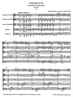 Serenade in E-falt KV 375 - Mozart - Study Score, Urtext Edition - Orchestra