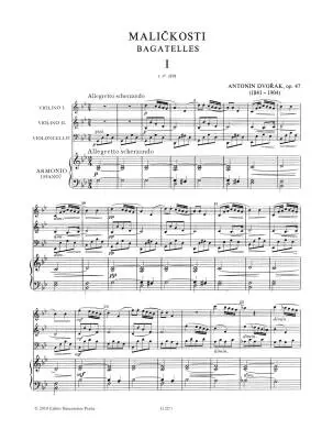 Bagatelles Op. 47 - Dvorak - Performance Score, Set of Parts - Violin, Violoncello, Piano