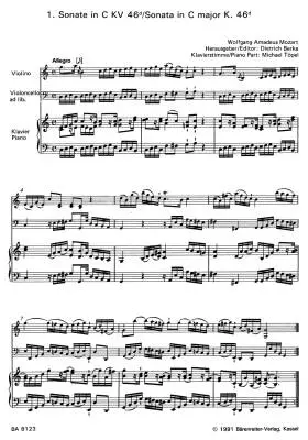 Two Sonatas K. 46d and K. 46E  - Mozart - Piano Trio - Parts Set