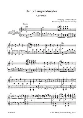 Der Schauspieldirektor K. 486 - Mozart - Vocal Score, Urtext Edition - Soloists, Orchestra
