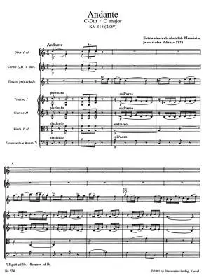 Andante in C Major K. 315 (285e) - Mozart - Score, Urtext Edition