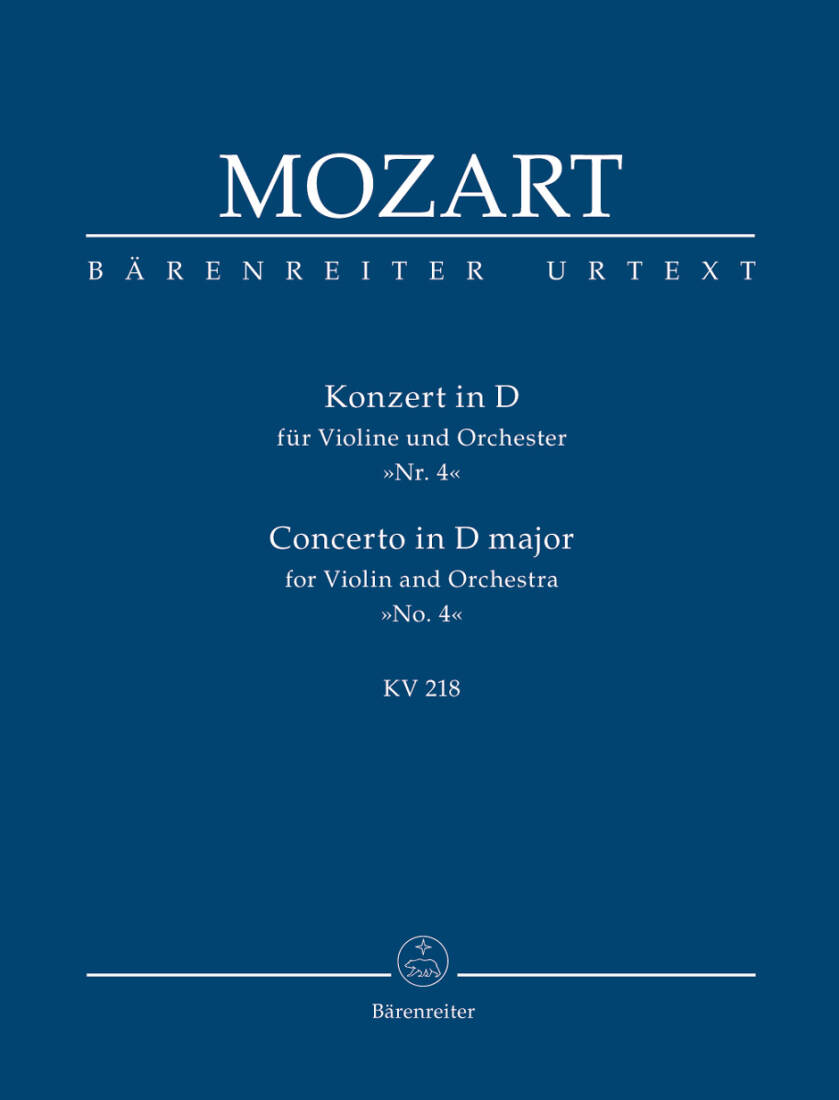 Concerto in D Major No. 4 K. 218 - Mozart - Study Score, Urtext Edition - Violin, Orchestra
