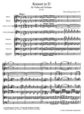 Concerto in D Major No. 4 K. 218 - Mozart - Study Score, Urtext Edition - Violin, Orchestra