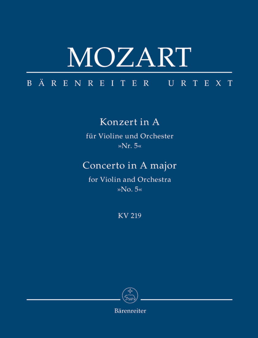 Concerto in A Major No. 5  K. 219 - Mozart - Study Score, Urtext Edition - Violin, Orchestra
