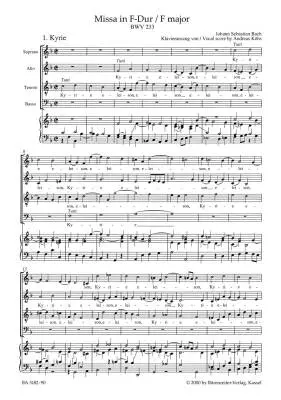 Mass in F Major BWV 233 - Bach - Vocal Score, Urtext Edition