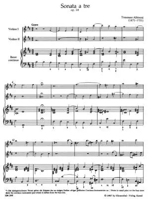 Trio Sonata in B Minor Op. 1/8 - Albinoni - Violin/Piano - Book