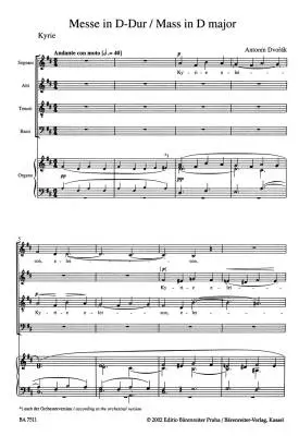Mass in D Major Op. 86 - Dvorak - Soloists/Choir/Organ - Book