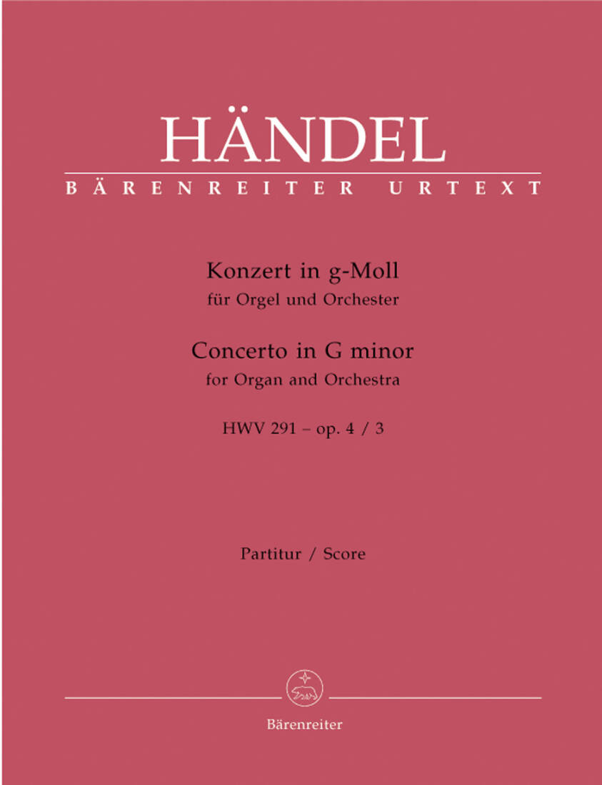 Concerto in G Minor Op. 4/3 HWV 291 - Handel - Organ/Orchestra - Score