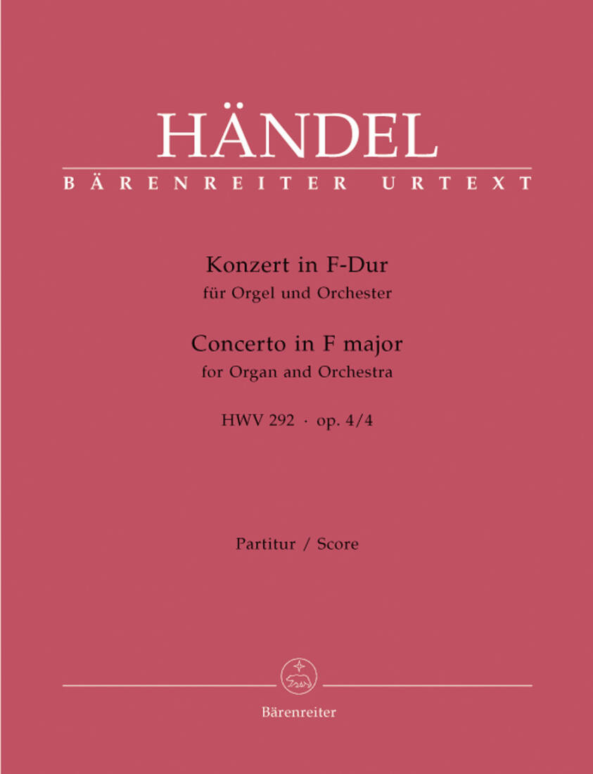 Concerto in F Major Op. 4/4 HWV 292 - Handel - Organ/Orchestra - Score