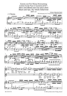 Heart and Lips, Thy Whole Behaviour BWV 147 - Bach - Mixed Choir/Orchestra - Vocal Score