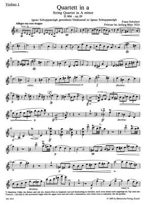 String Quartets in A Minor, C Minor D804, D703 - Schubert - Parts Set