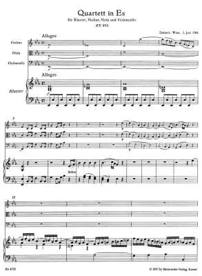 Quartet in E-flat Major K. 493 - Mozart - Piano Quartet - Parts Set