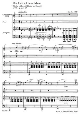 The Shepherd on the Rock Op. Post. 129 D 965 - Schubert - High Voice/Piano/Clarinet - Parts