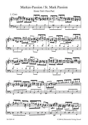 St. Mark Passion BWV 247 - Bach - Vocal Score - Soloists, Choir, Orchestra