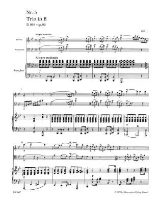 Trio in B-flat Major Op. 99 D 898 - Schubert - Piano Trio - Parts Set