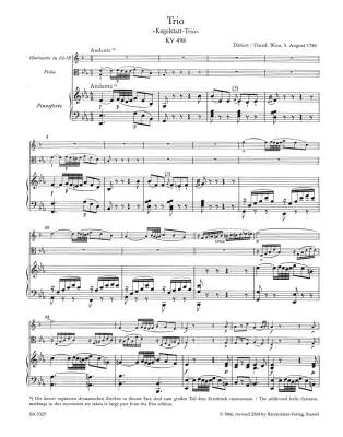 Trio in E-flat Major K. 498 - Mozart - Parts Set
