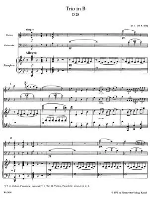 Trio in B-flat D.28 and E-flat D. 897 - Schubert - Parts Set