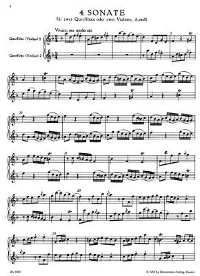 Six Canonic Sonatas Op. 5 TWV 40:118-123 (1738) - Telemann - Two Violins(Flutes) /Piano - Parts Set