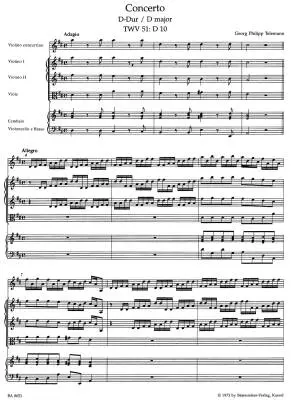 Concerto in D Major TWV 51:D10 - Telemann - Violin/Viola/Piano - Score