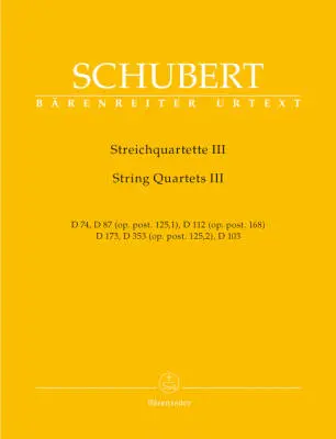 Baerenreiter Verlag - String Quartets III - Schubert - Set of Parts, Urtext Edition, Anthology - String Quartet