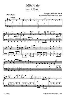 Mitridate, Re Di Ponto K. 87 (74a) - Mozart - Vocal Score, Urtext Edition