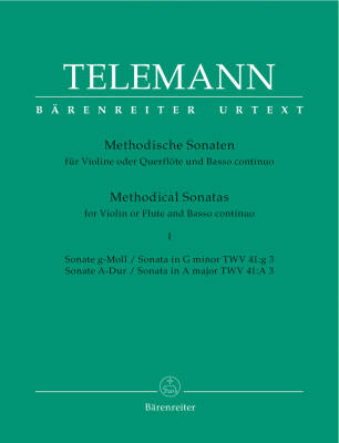 Baerenreiter Verlag - Methodical Sonatas for Violin (Flute) and Bc - Telemann - Performance Score, Set of Parts, Anthology, Urtext Edition