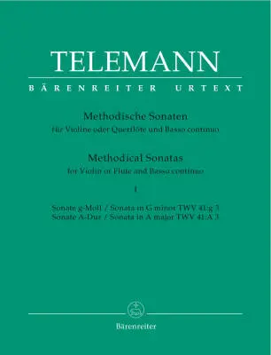 Baerenreiter Verlag - Methodical Sonatas for Violin (Flute) and Bc - Telemann - Performance Score, Set of Parts, Anthology, Urtext Edition