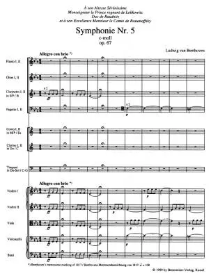 Symphony No. 5 in C Minor Op. 67 - Beethoven - Study Score, Urtext Edition - Orchestra