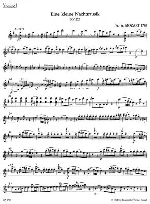 Eine Kleine Nachtmusik for String Quartet K. 525 - Mozart - Set of Parts, Urtext Edition - String Quartet