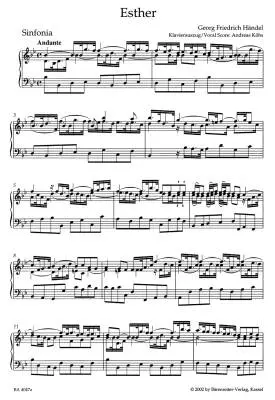 Esther HWV 50a - Handel - Vocal Score, Urtext Edition - Soloists, Mixed Choir, Orchestra