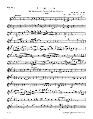 Clarinet Quintet in A Major K. 581 - Mozart Parts Set