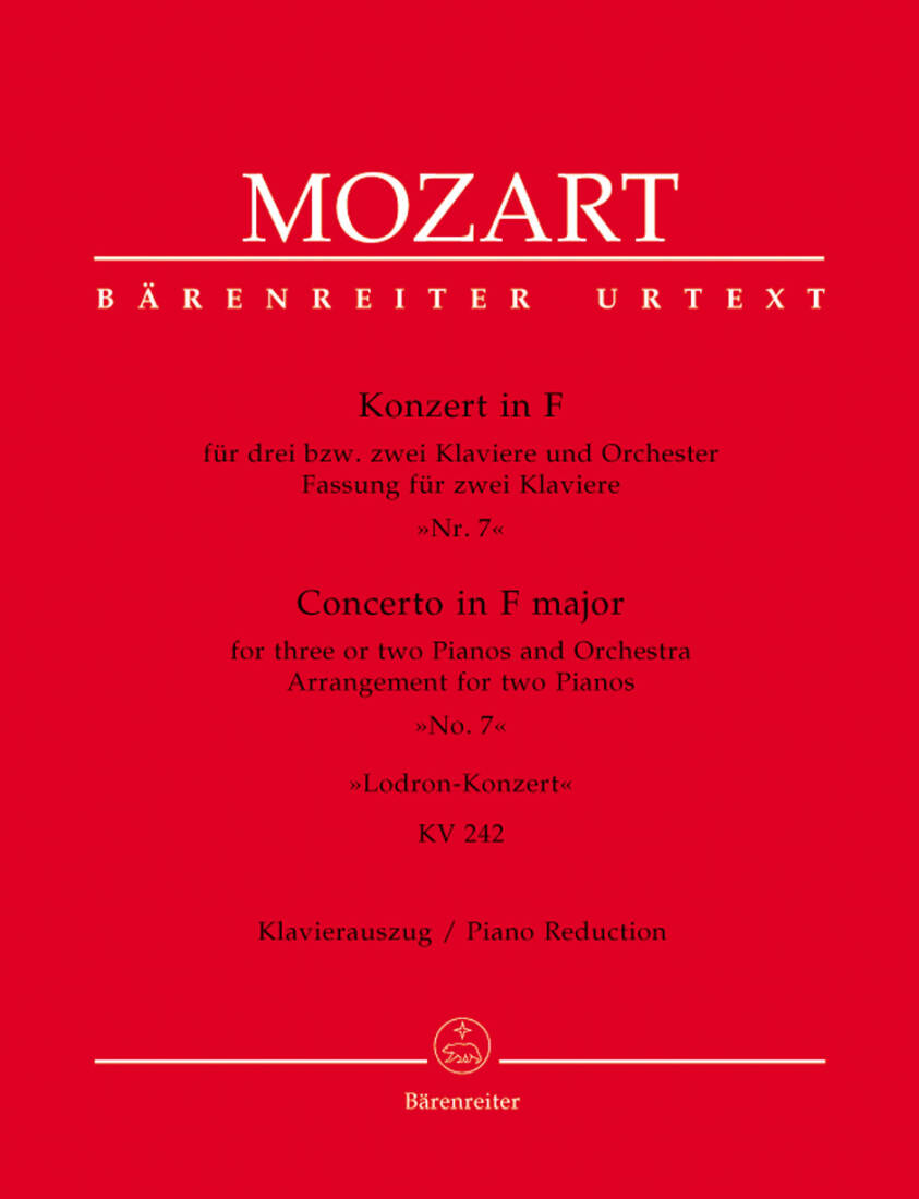 Concerto No. 7 in F Major K. 242 \'\'Lodron Concerto\'\' - Mozart - 2P4H - Book