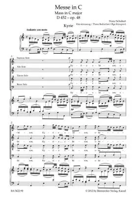 Mass in C Major Op. 48 D 452 - Schubert - Vocal Score, Urtext Edition - Soloists, Mixed Choir, Orchestra