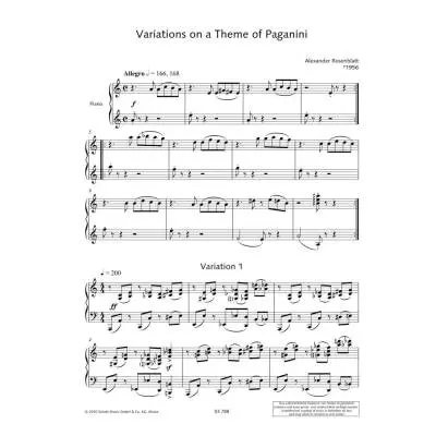 Variations on a theme of Paganini - Rosenblatt - Piano - Book