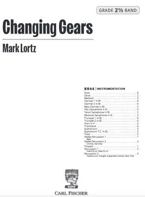 Changing Gears - Lortz - Concert Band - Gr. 2.5